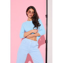 Dzianinowy sweter basic z rękawem 3/4 | Hurtownia odzieży damskiej Włochy