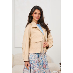 Zamszowa kurtka oversize z kieszeniami