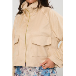 Zamszowa kurtka oversize z kieszeniami