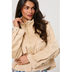 Zamszowa kurtka oversize z kieszeniami