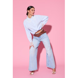 Jeansy wide leg z szerokim paskiem