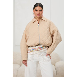 Pikowana kurtka oversize z kołnierzem