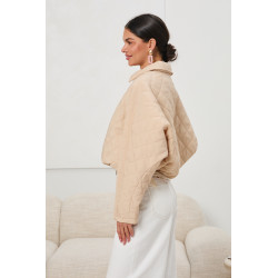 Pikowana kurtka oversize z kołnierzem