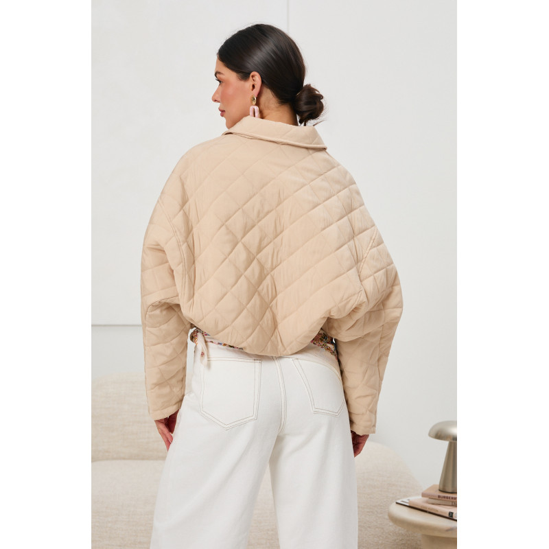 Pikowana kurtka oversize z kołnierzem