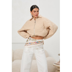 Pikowana kurtka oversize z kołnierzem