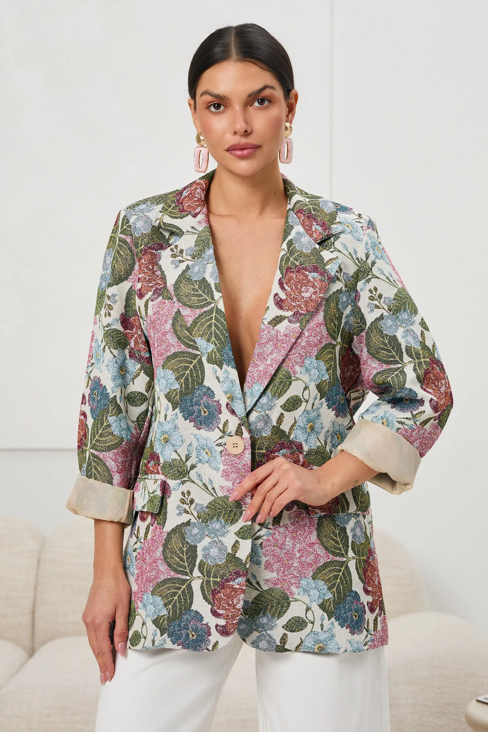 Elegancka marynarka w kwiatowy wzór