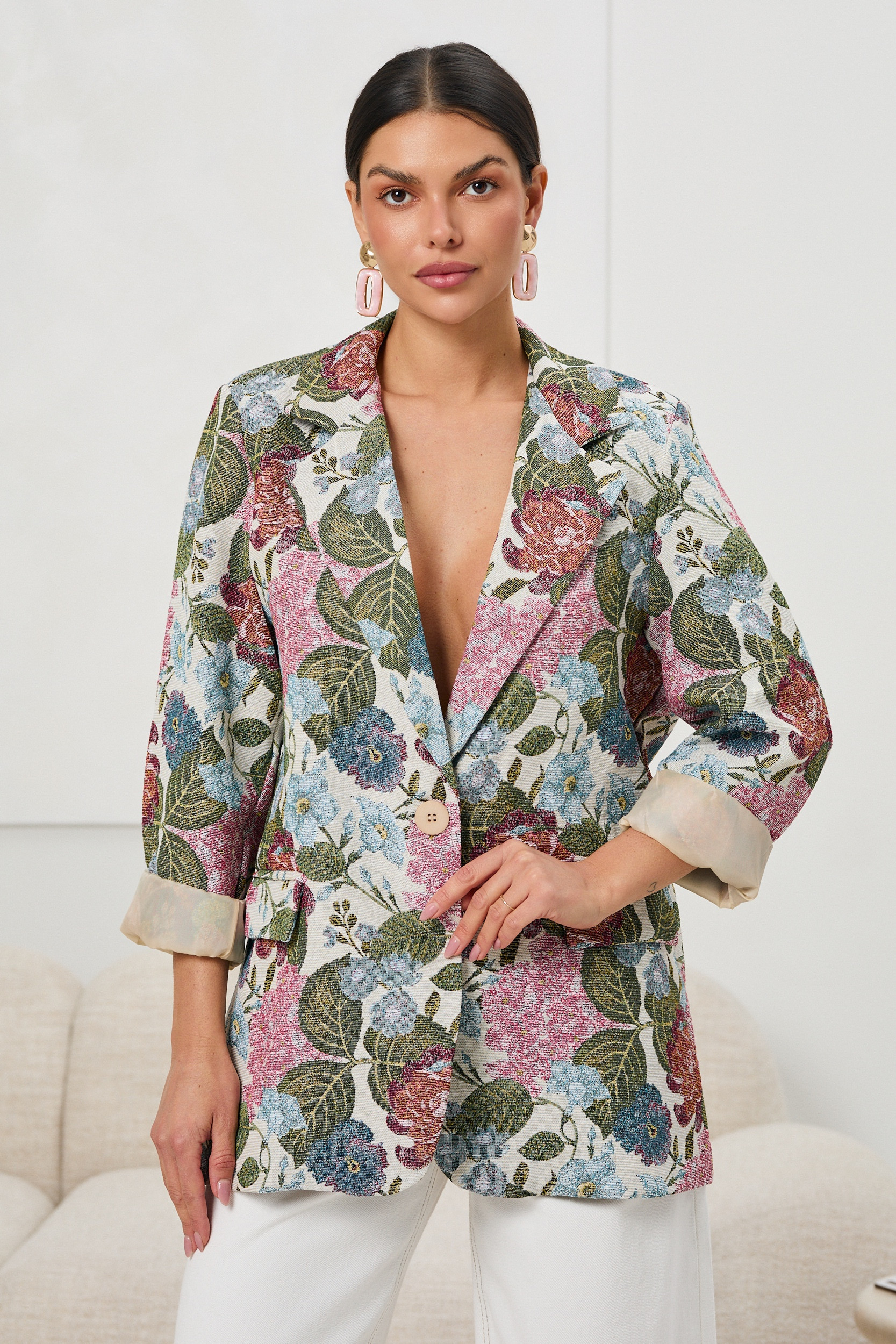 Elegancka marynarka w kwiatowy wzór