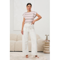 Jeansy wide leg ozdobnym haftem