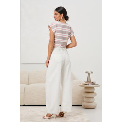 Jeansy wide leg ozdobnym haftem