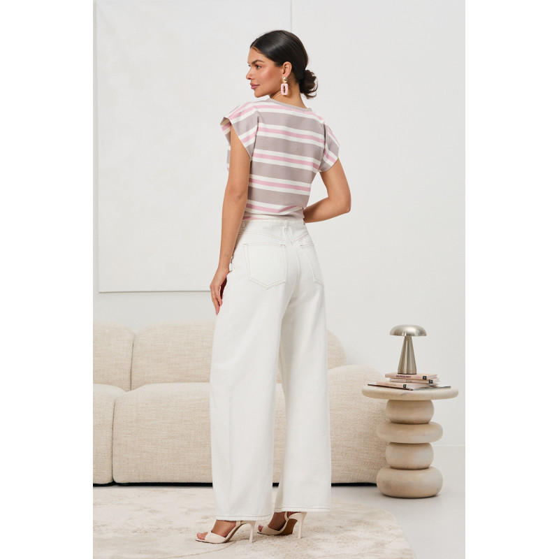 Jeansy wide leg ozdobnym haftem