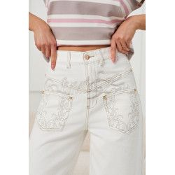 Jeansy wide leg ozdobnym haftem
