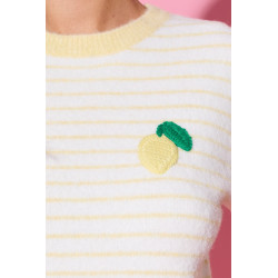 Dzianinowy sweter w paski z cytryną