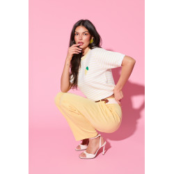 Spodnie z wysokim stanem z paskiem