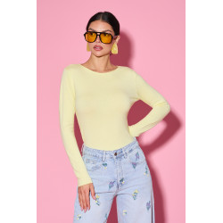 Sweter basic z gładkim wykończeniem dzianinowym | Hurtownia odzieży damskiej
