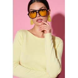 Sweter basic z gładkim wykończeniem dzianinowym | Hurtownia odzieży damskiej