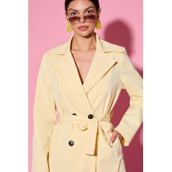 Dwurzędowy płaszcz z wiązaniem w talii