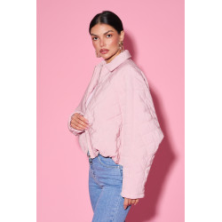 Pikowana kurtka oversize z kołnierzem