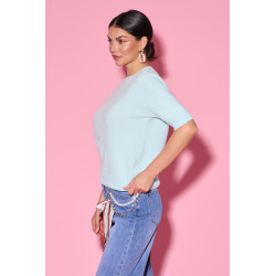 Dzianinowy sweter basic z krótkim rękawem