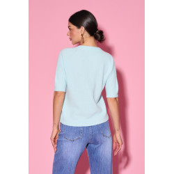 Dzianinowy sweter basic z krótkim rękawem