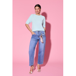 Dzianinowy sweter basic z krótkim rękawem