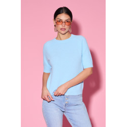 Dzianinowy sweter basic z krótkim rękawem