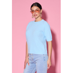 Dzianinowy sweter basic z krótkim rękawem