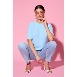 Dzianinowy sweter basic z krótkim rękawem