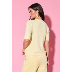 Dzianinowy sweter basic z krótkim rękawem