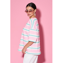 Oversize’owa bluzka w pastelowe pasy