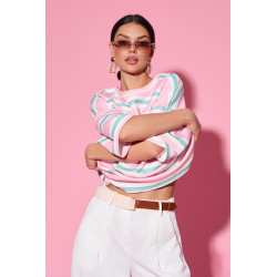Oversize’owa bluzka w pastelowe pasy
