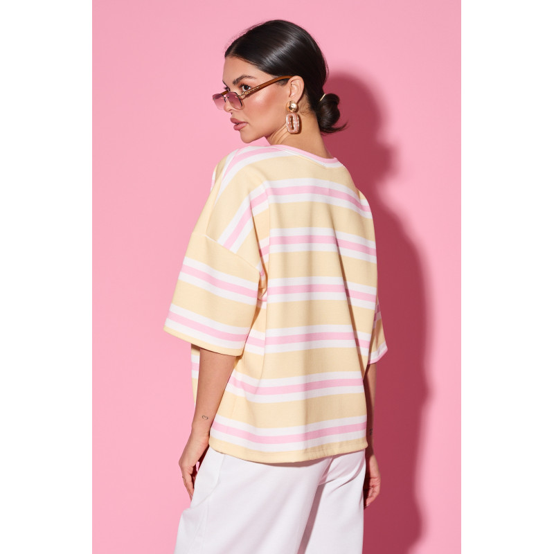 Oversize’owa bluzka w pastelowe pasy