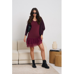 HALKA POD SWETER Z KORONKOWĄ FALBANKĄ