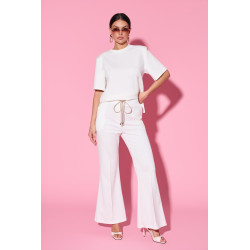 Dzianinowe spodnie flare z elastycznym pasem