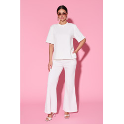 Dzianinowe spodnie flare z elastycznym pasem