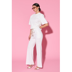 Dzianinowe spodnie flare z elastycznym pasem