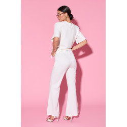 Dzianinowe spodnie flare z elastycznym pasem