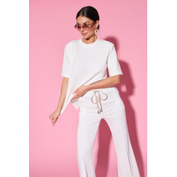 Dzianinowe spodnie flare z elastycznym pasem