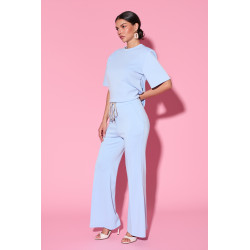 Dzianinowe spodnie flare z elastycznym pasem