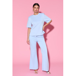 Dzianinowe spodnie flare z elastycznym pasem