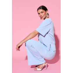 Dzianinowe spodnie flare z elastycznym pasem