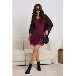 HALKA POD SWETER Z KORONKOWĄ FALBANKĄ