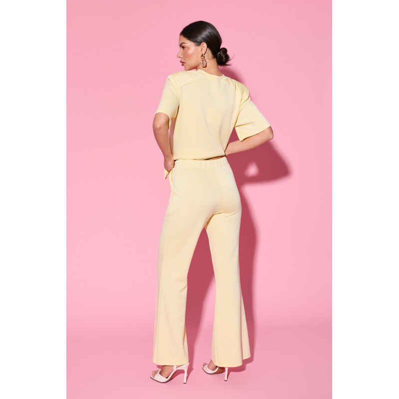 Dzianinowe spodnie flare z elastycznym pasem