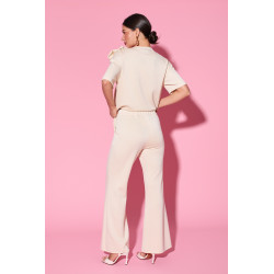 Dzianinowe spodnie flare z elastycznym pasem