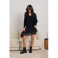 HALKA POD SWETER Z KORONKOWĄ FALBANKĄ