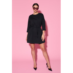 Sukienka z rękawem 3/4 i plecionym paskiem w talii