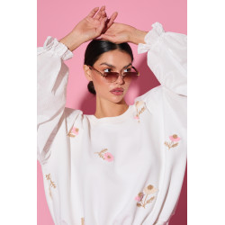 Bluza z haftowanymi kwiatami i ozdobnymi rękawami
