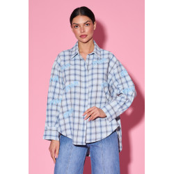 Bawełniana koszula w kratę z dekoracyjnym haftem