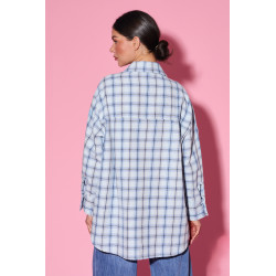 Bawełniana koszula w kratę z dekoracyjnym haftem