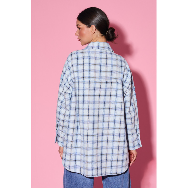 Bawełniana koszula w kratę z dekoracyjnym haftem