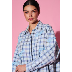 Bawełniana koszula w kratę z dekoracyjnym haftem